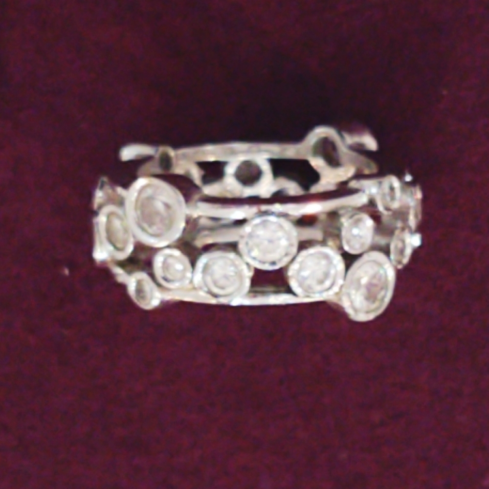 Vintage Silver Multiple Rhinestone Ring Size 8 - image 7